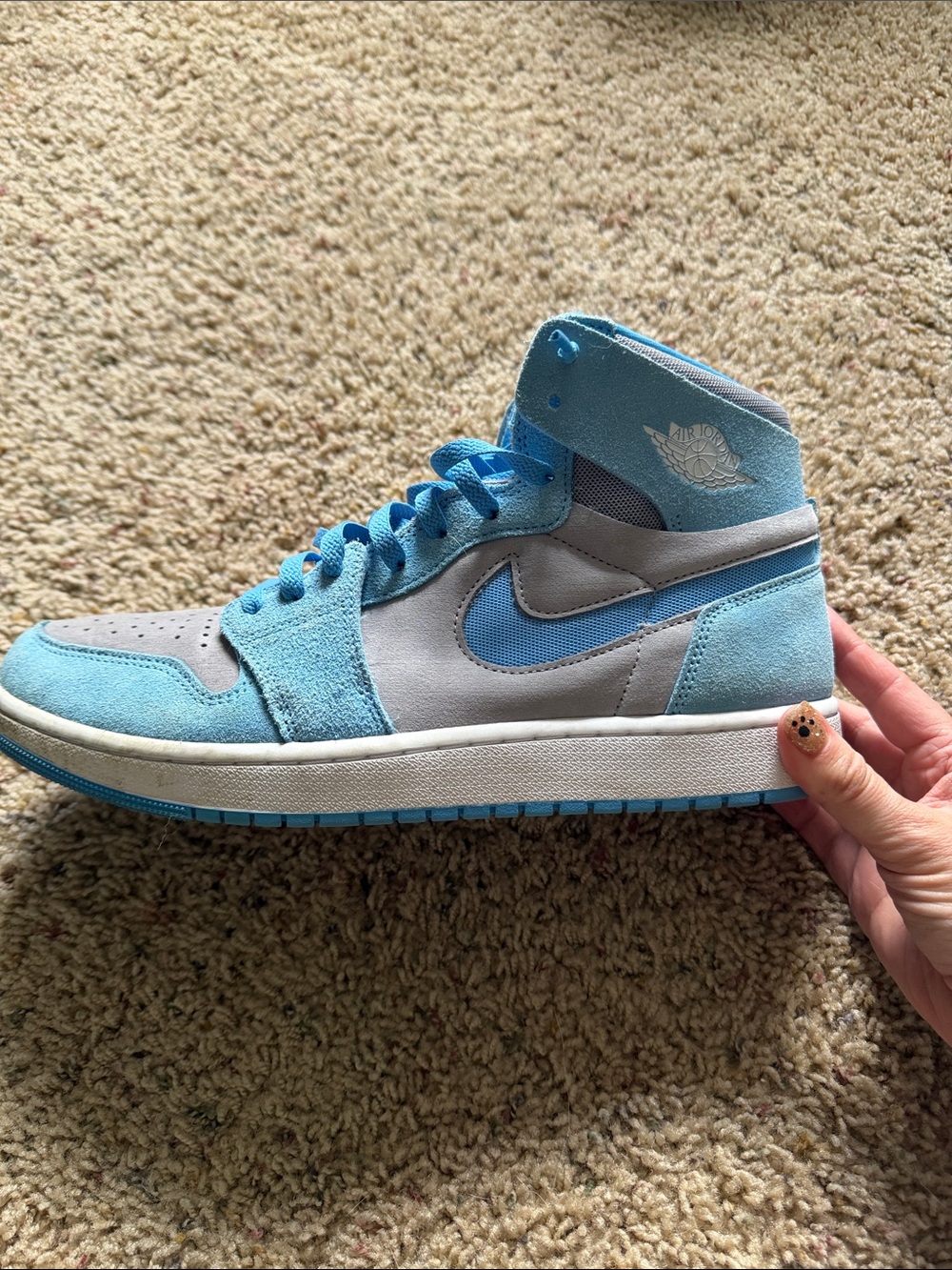 Jordan Men’s Mid-Top Sneakers in Sky Blue and Gray